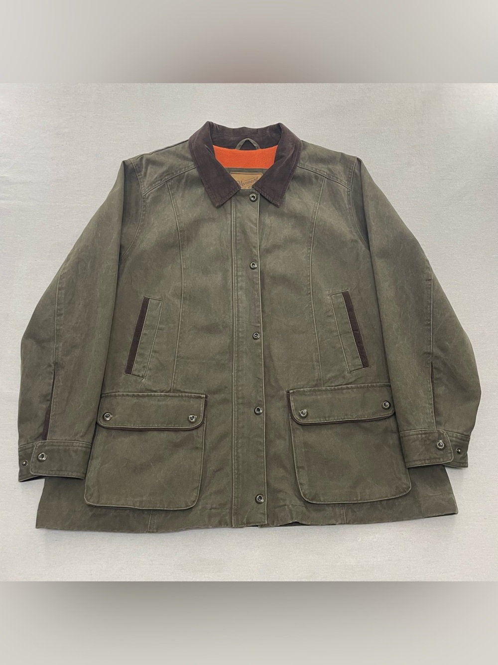 Vermont Barn Coat Jacket Women 2X Green Fleece Lined Field Chore Jacket Corduro